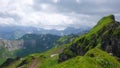 Lush green mountains after a summer rain in Switzerland