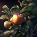 Apples ripe and ready in the green orchard tree Royalty Free Stock Photo