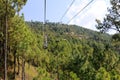 Lush Green Pine Trees Forest Landscape and Patriata Chairlift, New Murree, Punjab, Pakistan Royalty Free Stock Photo