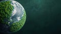 Lush Green Planet Earth with Dense Vegetation and Ocean Features Royalty Free Stock Photo