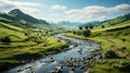 Lush Green Rolling Fields of Kentucky Background