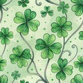 Lush green shamrocks on light green background create vibrant pattern. This design evokes sense of nature and freshness Royalty Free Stock Photo