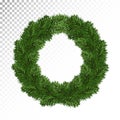 Lush green spruce / pine wreaths. Christmas decor. Isolated . P