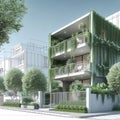 Lush greenery adorns a modern house in a serene setting