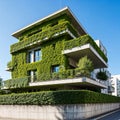Lush greenery adorns a modern house in a serene setting