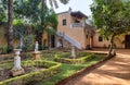 Lush greenery frames the tranquil garden of Prince Naguib Palace in Cairo, showcasing Mamluk architectural elements