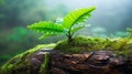 Lush Greenery in the Misty Jungle Morning