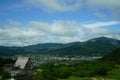 Lush greenery mountain landscape panorama and town view