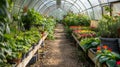 Lush Greenhouse Garden with Colorful Flowers Royalty Free Stock Photo