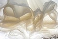 Lush hem bottom of the wedding dress, cloaks and ruches Royalty Free Stock Photo