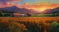 A lush hemp farm bathed in the warm glow of sunset