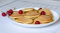 Lush pancakes pancakes with berries and jam Royalty Free Stock Photo