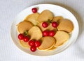 Lush pancakes pancakes with berries and jam Royalty Free Stock Photo