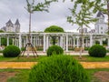 Lush pergola covered in grape vines at the Changyu vineyard estate in Yantai, the largest Chinese wine producer