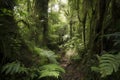 lush rainforest, with geocache hidden among the trees Royalty Free Stock Photo
