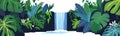 lush rainforest with waterfall isolated vector style Royalty Free Stock Photo