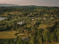 Lush rural landscape of the crater lakes region near Fort Portal, Uganda Royalty Free Stock Photo