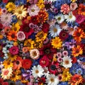 Lush Seamless Floral Mosaic with a Kaleidoscope of Vivid Blooms for Breathtaking Backgrounds and Designs