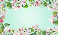 Lush spring Apple blooming Banner. Composition for Greeting cards or web-banners