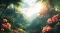 Lush Tropical Jungle Sunrise Path Royalty Free Stock Photo