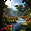 a lush tropical rainforest with vibrant wildlife trending on artstation sharp focus studio phot Royalty Free Stock Photo