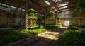 Lush vertical farm thriving in an abandoned factory Royalty Free Stock Photo