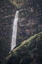 the waterfall is in front of some rocks and trees at the top Royalty Free Stock Photo