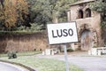 Luso road sign, town famous of mineral waters in Portugal Royalty Free Stock Photo