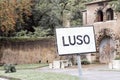 Luso road sign, town famous of mineral waters in Portugal Royalty Free Stock Photo