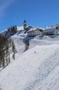 Lussari Mountain Tarvisio, UD, Italy - April 1, 2018: awesome pa