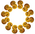 Lusse in text made of real yellow saffron buns, called lussebulle, or lussekatt.