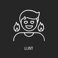 Lust chalk white icon on black background