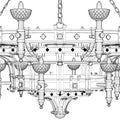 Luster Chandelier Detail Vector. Illustration Isolated On White Background. Royalty Free Stock Photo