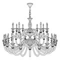 Luster Chandelier Vector. Illustration Isolated On White Background. A vector illustration. Royalty Free Stock Photo