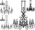 Luster Retro Vintage Chandelier Vector. Illustration Isolated On White Background. Royalty Free Stock Photo