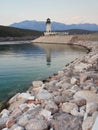 Lustica Bay, Montenegro: 17 July 2022 - Lighthouse with a restaurant in Lustica Bay