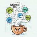 Lustration creatively combines the idea of caffeinated energy with data Royalty Free Stock Photo