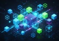 Lustration features a network of interconnected 3D cubes and Royalty Free Stock Photo