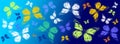 Colored butterflies flying on a blue background- Facebook cover Royalty Free Stock Photo