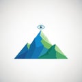 Lustration of a stylized mountain in blue and green tones featuring Royalty Free Stock Photo