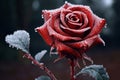 Lustrous Frozen red rose. Generate Ai Royalty Free Stock Photo