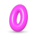 Lustrous Fuchsia balloon digit Zero Nil. 3d realistic design illustration. For anniversary