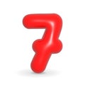 Lustrous red balloon number seven. 3d realistic design element. For Sales