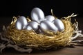 Lustrous Silver golden eggs. Generate AI