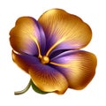 Lustrous Violet Flower in Violet & Gold - Artistic Botanical Illustration with Delicate Petals. Royalty Free Stock Photo