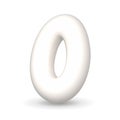 Lustrous white balloon number Zero Nil. 3d realistic design element. For anniversary