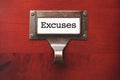 Lustrous Wooden Cabinet with Excuses File Label