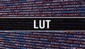 LUT concept with Random Parts of Program Code. LUT with Programming code abstract technology background of software developer and