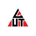LUT triangle letter logo design with triangle shape. LUT triangle logo design monogram. LUT triangle vector logo template with red