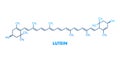 Lutein formula. Lutein yellow-orange plant pigment molecule.